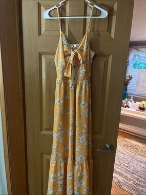 Grace Karin Yellow Floral Tie-Front Sundress